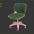 Modern Office Chair With Green Upholstered Seat And Backrest White Frame Swivel Wheels