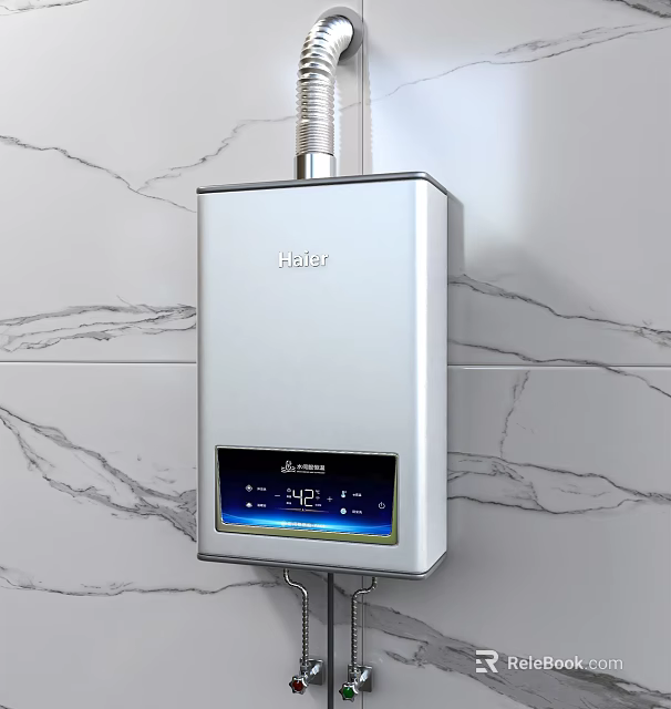 Daily Electrical Appliance Haier Wall Mounted Water Heater With Digital Display On Marble Wall 3d model 