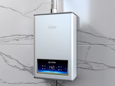 Daily Electrical Appliance Haier Wall Mounted Water Heater With Digital Display On Marble Wall 3d model