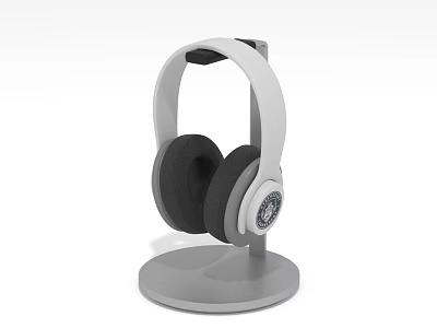 Modern Over Ear Headphones With Comfortable Ear Pads On Gray Stand Electronic Accessory 3d model