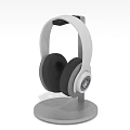 Modern Over Ear Headphones With Comfortable Ear Pads On Gray Stand Electronic Accessory
