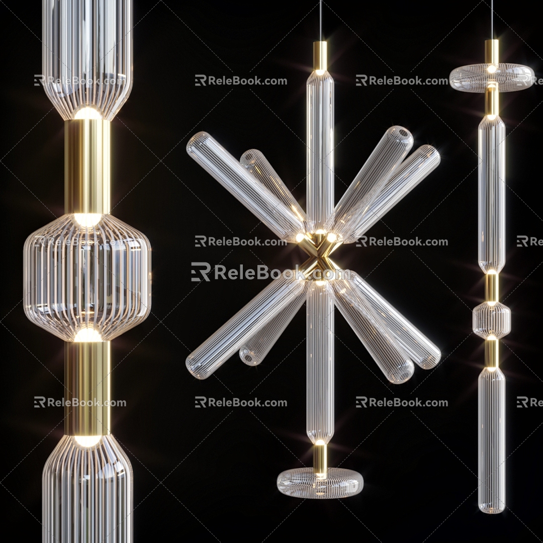 Modern Light Luxury Glass Chandelier 3d model