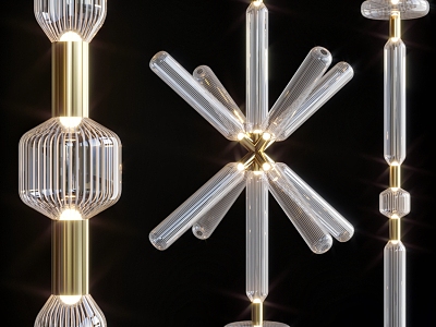 Modern Light Luxury Glass Chandelier 3d model