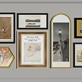 Assorted Framed Wall Artworks On White Wall With Various Styles And Shapes