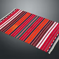 Vibrant Colorful Striped Rug Featuring Red Orange White And Black Horizontal Stripes