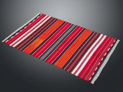 Vibrant Colorful Striped Rug Featuring Red Orange White And Black Horizontal Stripes 3d model