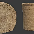 Two Natural Jute Rope Pieces Coiled And Cylindrical With Textured Finish