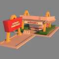 Lego Style McDonald's Restaurant Model With Red Sign Steps Entrance And Lawn