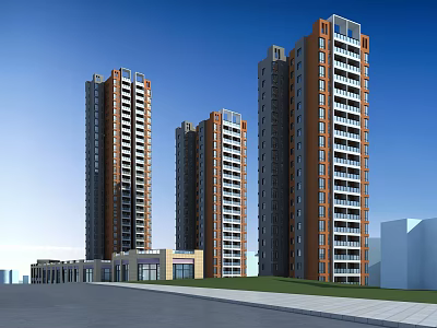 Commercial framework for residential shops in modern residential areas 3d model