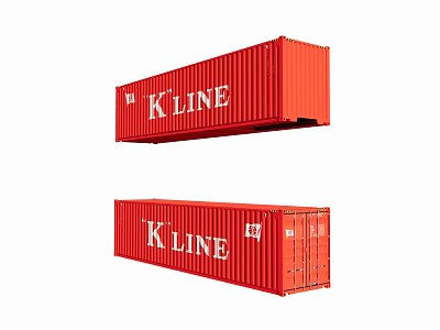 High Quality Red K'LINE Shipping Containers As Industrial Equipment For Logistics 3d model