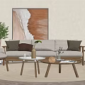 Nordic Sofa Coffee Table Combination 3d model