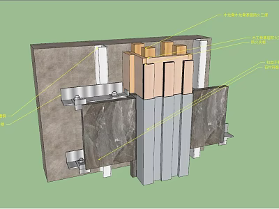 Building Wall Structure Components With Insulation Layers And Metal Support Frames 3d model