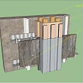 Building Wall Structure Components With Insulation Layers And Metal Support Frames 3d model