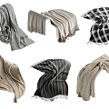 Various Styles of Bed Runner with Neutral Tones Plaid and Striped Patterns Soft Knitted Fabric