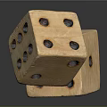 Detailed View Of Two Wooden Dice With Black Dots On Reflective Surface