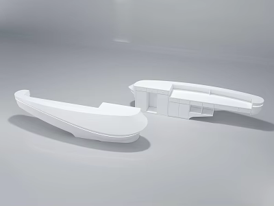 Two Modern White Reception Desks With Curved Design And Minimalist Style 3d model