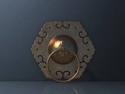 Brass Decorative Door Knocker Metal Hardware Tool With Intricate Scroll Patterns 3d model