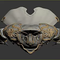 Mythical Warrior Character in Ornate Gold and Silver Armor with Intricate Designs and Crowned Head