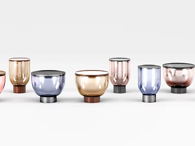 Modern Round Side Tables With Multiple Colors And Metal Bases For Living Room Decor 3d model