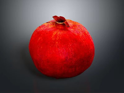 Fresh Juicy Ripe Red Pomegranate With Smooth Glossy Surface On Neutral Gray Background 3d model