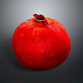 Fresh Juicy Ripe Red Pomegranate With Smooth Glossy Surface On Neutral Gray Background