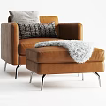 Green Leather Single Seater Sofa With Armrest And Metal Legs Modern Design