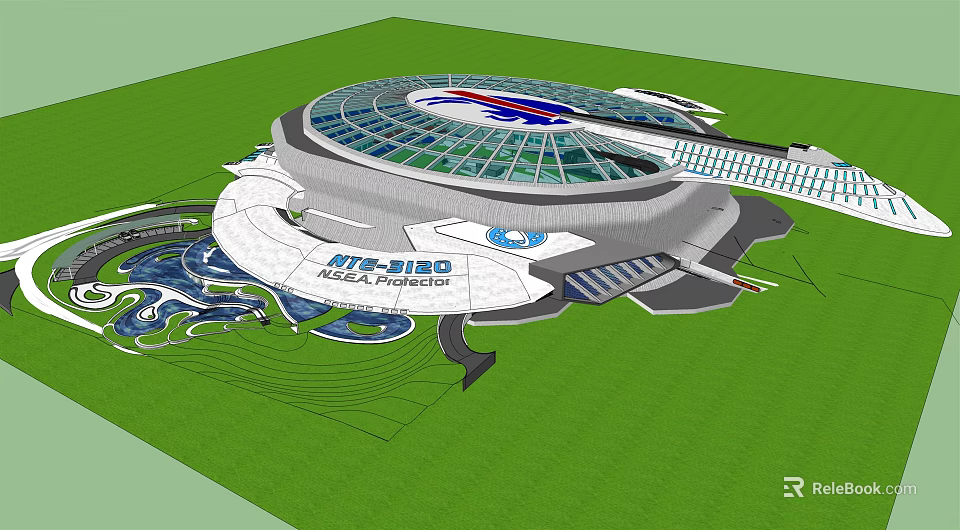 Future Architecture Design For Magic Park With Dome Structure And Green Space 3d model