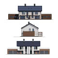Detached Villa Exterior Design With Wooden Facade Black Roof Garage Balcony And Large Windows