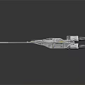 Interstellar Starfighter Spaceship With Twin Engines And Sleek Blue White Design