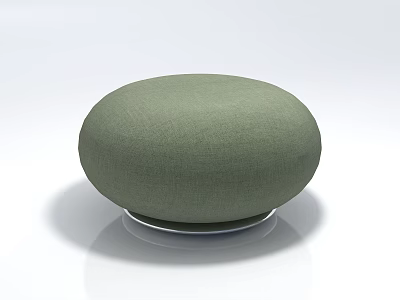 Modern Round Green Fabric Upholstered Stool With Sleek Metal Base Design 3d model