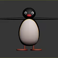 Penguin 3D Model With Black Body White Belly Red Beak Orange Feet And Outstretched Arms