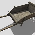 Vintage Rustic Wooden Wheelbarrow With Sturdy Structure And Large Wooden Wheel Design