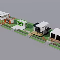 Modern Residential Container Buildings Row With Lawn Pathways Stairs And Balconies