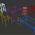 Modern Table and Chair Combination With Square Round Tables Dining Chairs Stools and Wooden Tops