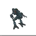 Futuristic Four Legged Mech Character With Metallic Weapon And Detailed Design