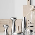 Stylish Kitchenware Display With Metal And Glass Pieces