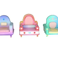 Cute Colorful Single Sofa Design For Kids Room With Round Decor And Soft Upholstery