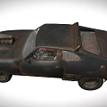 Rusty Vintage Muscle Car Modified With Hood Mounted Supercharger And Worn Exterior Design