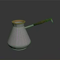 Electric Coffee Pot With Silver Copper Carved Pattern And Wooden Handle Design
