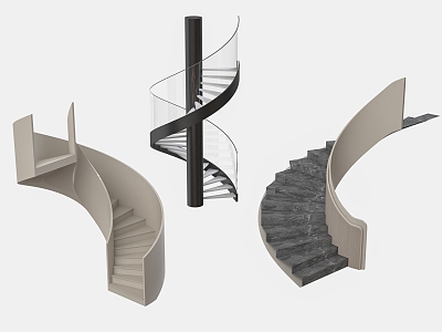 revolving stair handrail stair metal stair glass stair 3d model