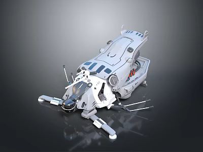 Futuristic Space Exploration Vehicle With Mechanical Structure Landing Legs And Observation Window 3d model