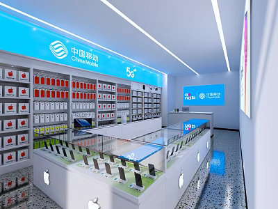 China Mobile Digital Store With Apple Phones Accessories Glass Display Counters And Shelves 3d model