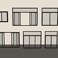 Various Black Framed Window Styles With Different Panel Configurations And Designs 3d model
