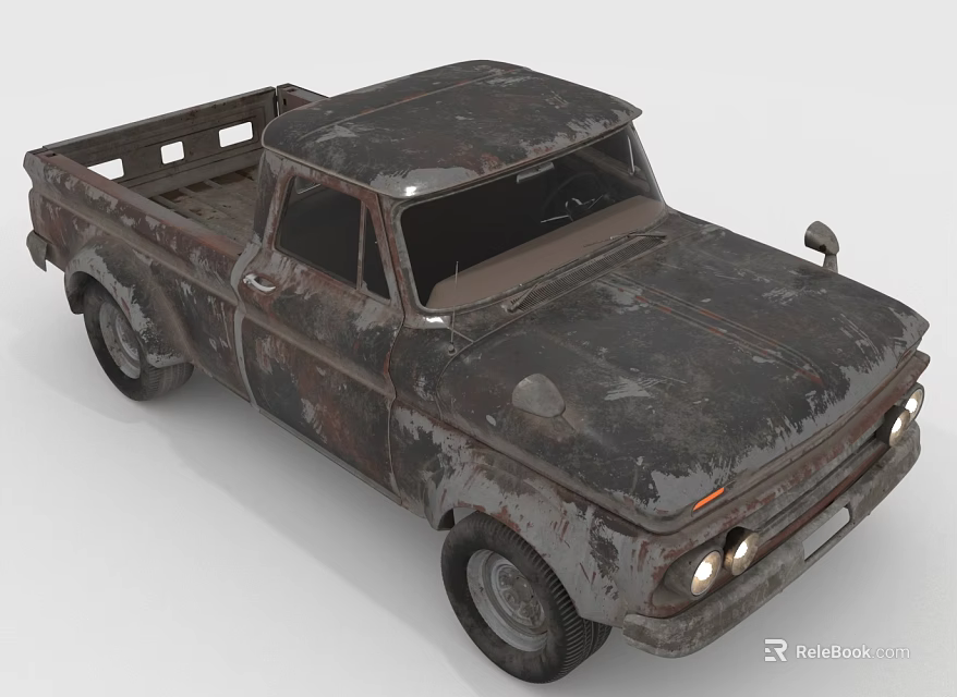 Vintage Rusty Old Pickup Truck With Weathered Exterior And Classic Design 3d model 