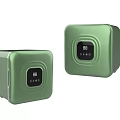 Two Green Square Shaped Compact Refrigerators Freezers With Digital Display Showing Temperature And Time