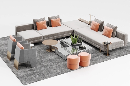 Sofa coffee table combination 3d model