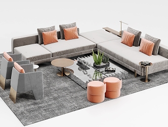 Sofa coffee table combination 3d model