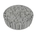Round Transparent Coffee Table With Intricate Carved Surface And Vertical Ribbed Base 3d model