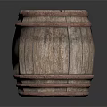 Rustic Wooden Barrel With Natural Wood Grain And Metal Hoops Textured Surface