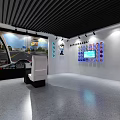 Person Learning Fire Extinguisher Use Method At Fire Safety Exhibition Wall With Flame Design